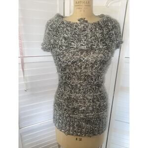 At Last Women’s Chunky Knit Cowl Neck Sweater Short Sleeve Sz Large